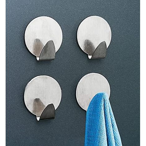 crochets Adhsifs Ronds En Mtal Pour Maison 4 Pices , Salle De Bain Et Cuisine Crochets Adhsifs Muraux Pour Objets, Porte-serviettes Crochet Mur (1/5)