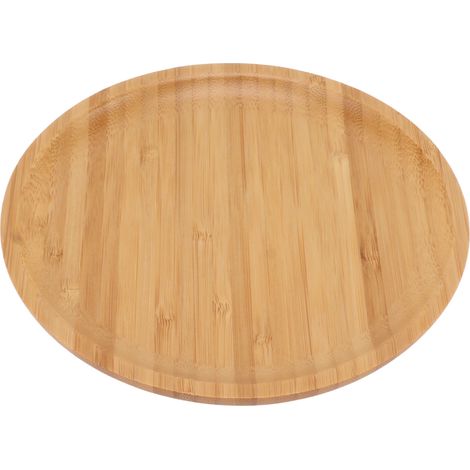 Assiette à fruits haute et simple en bois massif, plateau rond pour gâteau à fruits, bol à fruits haut couleur bois (1/5)
