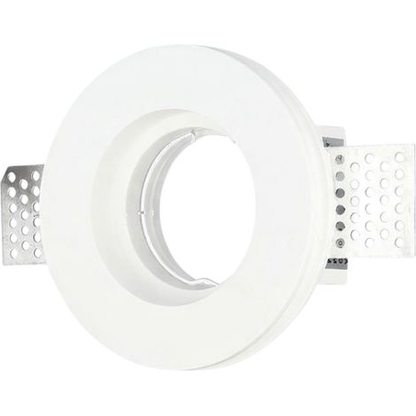 Portafaretto In Gesso Da Incasso, Rotondo 100X30mm Bianco Verniciabile Portalampada GU10 e Connettore Fast Incluso (1/3)