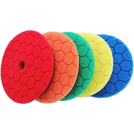 Kit 5 Disques Polissage Éponge 15 cm Voiture - 5 Couleurs Mixte pour Lustrage Finition Nettoyage Auto Accessoires (1/5)