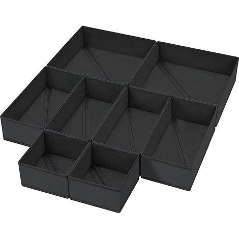 Lot de 6 organisateurs de sous-vêtements, rangement pour vêtements et vêtements, boîte de rangement pliable (noir) (1/5)