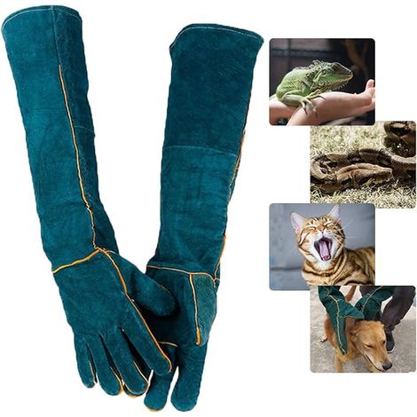 Anti-Morsure Gants de Protection de Manutention pour Animal Cuir Gants de Travail pour Le Bain Le Toilettage la Manipulation Chien Chat Oiseau Serpent Lézard Reptile (1/3)