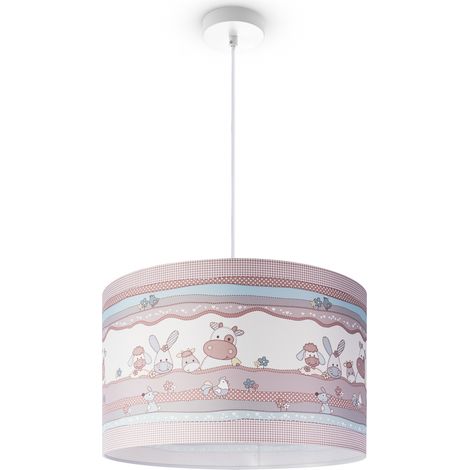 Paco Home Plafonnier Chambre Enfant Suspension Chambre Bébé Pompier Rue Police E27 Lampe à suspension - Blanc, Design 3 (Ø45,5 cm)