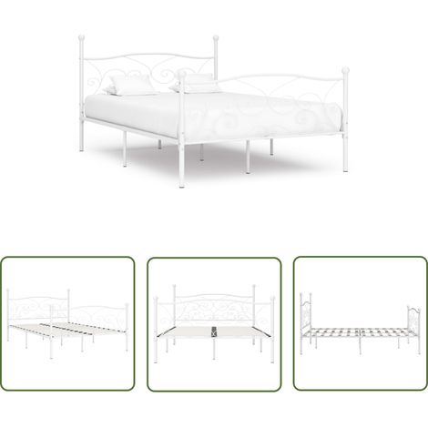 The Living Store Cadre de lit sans matelas avec sommier à lattes métal 120x200cm - Cadre De Lit - Lit Double - Lit Metal - Literie - Meuble Chambre (1/5)
