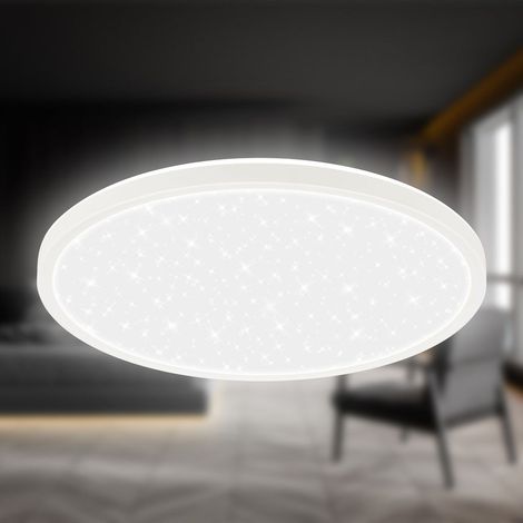 Briloner Panneau LED ciel étoilé 30 x 4 cm rond 18 W 2 400 lm 4 000 K blanc neutre backlight blanc - Plafonnier pour salon chambre bureau (1/5)