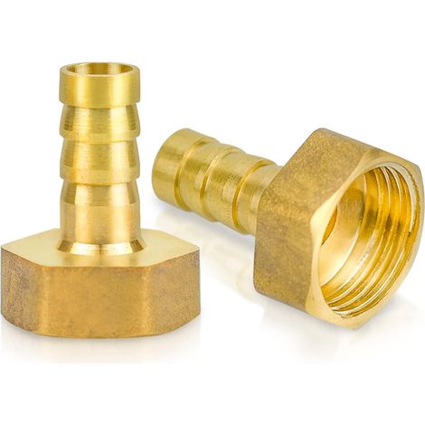CSPARKV 2pcs Sourcing Map Brass Barb Hose Fitting Connector Adapter，Internal Thread 1/2" G x 10mm