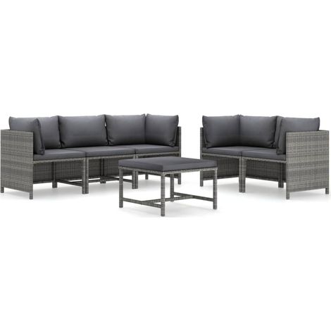 Maison Exclusive - Set Divani da Giardino 6 pz con Cuscini in Polyrattan Grigio (1/5)