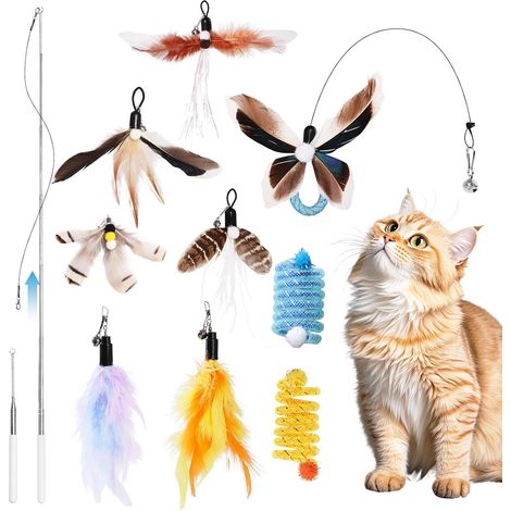 Jouet Chat Interactif Canne Télescopique 6 Sections 10 Pièces (1/5)