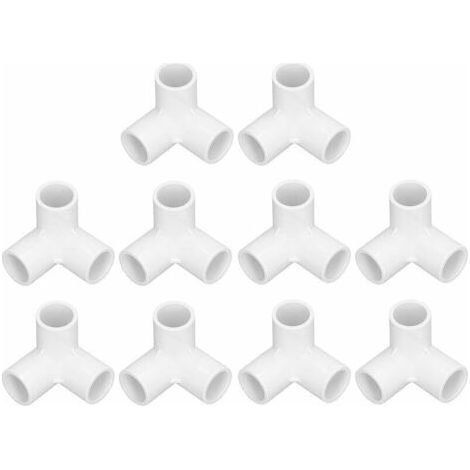 3 Way 20mm PVC Fitting - Pack of 10 - Water Pipe and Furniture Connectors - Furniture Grade PVC Material (1/5)