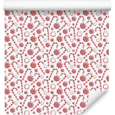 Papier peint de Noël menthe corail et blanc 50x1000 cm (1/5)