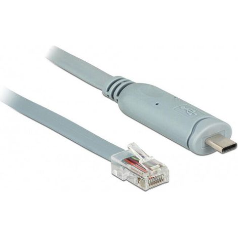 Delock adaptador usb 2.0 tipo-c macho 1 x serial rs-232 rj45 macho 1,0 m gris (1/3)