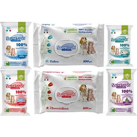 SALVIETTE UMIDIFICATE PER CANI E GATTI 30x20 cm Bergamotto - Confezione 35 pezzi