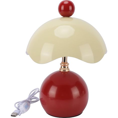 Lampe de table en forme de coquille d'œuf, 3 températures de couleur, intensité variable en continu, avec base en céramique, abat-jour en verre pour lire, travailler, bordeaux