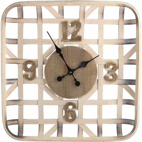 Reloj de pared de madera natural cuadrado cm 60,5 x 60,5 x 9