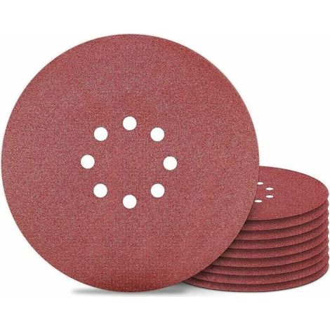 Sanding disc, 225 mm, 8 holes, sandpaper, grit 100, for wall sanders, 10 pieces, MUMU (1/4)