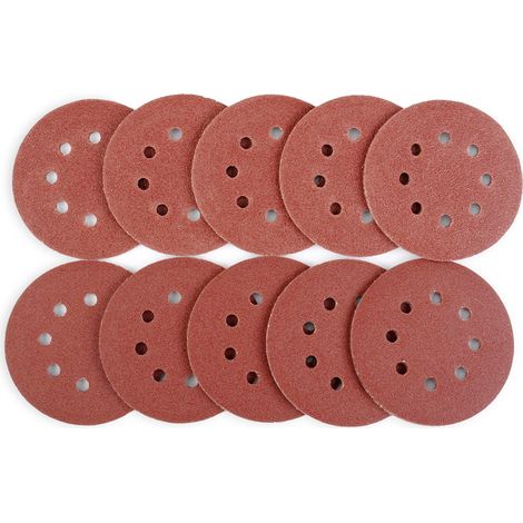 Disques abrasifs 125 mm Ø, lot de 60 - Grains de disques abrasifs : 10 x 40/60/80/120/180/240 - Papier abrasif auto-agrippant pour ponceuse orbitale
