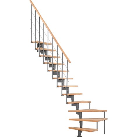 Minka Mittelholmtreppe Style Turn 35 - 304cm Geschosshöhe Buche Grau