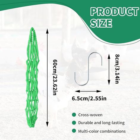 Chicken Feeder, Hanging Net with Hook, Hanging Feeder, Chicken Bag for Vegetables, Poultry Gravity Kit, Feeding Net for Hens and Roosters (1/4)