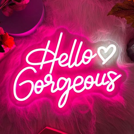 Hello Gorgeous enseigne au Néon LED pour mur signes roses pour fête de fiançailles d'anniversaire décoration de toile de fond de mariage décor mural (1/5)