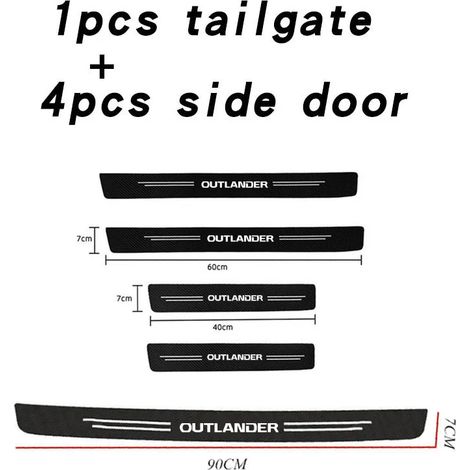 (5 pièces pour Outlander) Autocollants de protection de seuil de porte en cuir pour Mitsubishi Outlander,accessoire auto,protection de coffre et pare-chocs,anti-rayures (1/3)