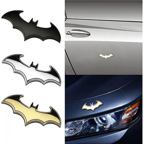 Autocollants 3D en métal pour voiture, logo chauve-souris, badge Batman, stickers arrière tendance, lot de 3 (1/5)
