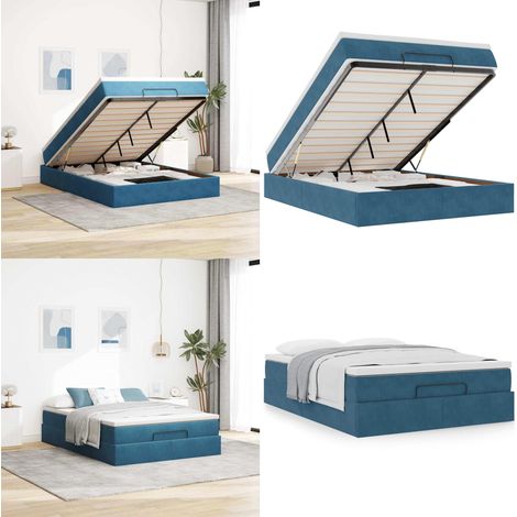 vidaXL Ottoman-Bett mit Matratze Dunkelblau 140x190 cm Samt (1/5)