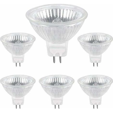 Lot de 6 ampoules halogènes GU5.3 35 W 12 V, 400 lm blanc chaud 2700 K à intensité variable, ampoule halogène MR16 pour projecteur. (1/5)