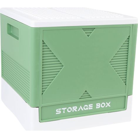Boîte Rangement Jouets avec Base Construction 37L – Empilable Pliable Blocs Organisateur Maison, Vert (1/5)