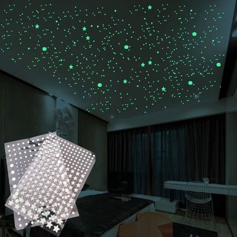 Décoration d'étoiles phosphorescentes pour plafond, 413 pièces, autocollants 3D réalistes, ciel étoilé, décoration lumineuse, idéal pour la chambre d'enfant, cadeau (1/3)