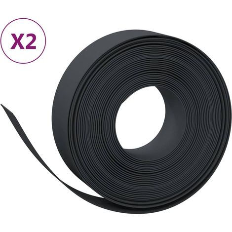 Bordures de jardin 2 pcs noir 10 m 15 cm polyéthylène