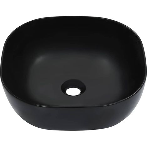 vidaXL Lavabo 42,5x42,5x14,5 cm cerámica negro (1/2)