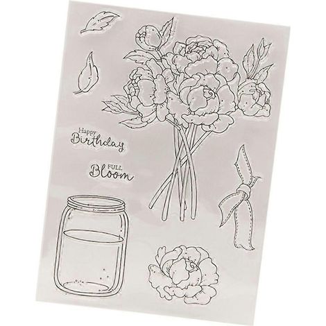 Bouquet Silicone Stamp, Tampon Clair en Silicone pour Bouteille, Idéal pour Décoration de Cartes, Photos et Journal. (1/4)