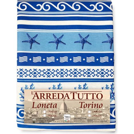 TELO ARREDO copritutto GRAN FOULARD COPRILETTO copridivano GRECIA mare marino BLU 1 PIAZZA