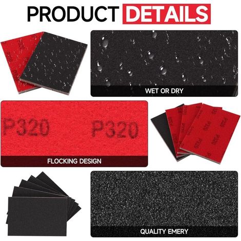 48pcs éponges De Ponçage, Grains 180-3000, Blocs D'éponges De Ponçage, Ponceuse à Main pour Poncer La Peinture sur Bois, La Rouille Métallique, Les Murs, Le Plastique (1/4)