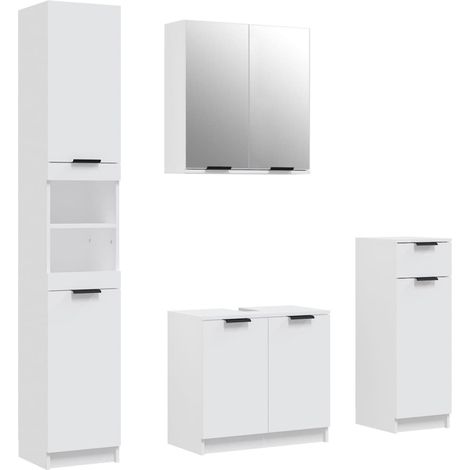 Meubles de salle de bain 4 pcs,Armoire de salle de bain Blanc Bois d'ingénierie CFW33051 (1/5)