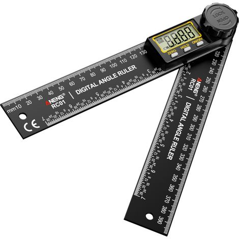 Irovami Règle d'angle numérique RC01 – 0-999,9°, résolution 0,1°, bois et construction