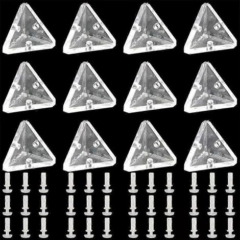 Lot de 12 équerres d'angle en acrylique avec vis semi-transparentes, équerres de fixation à angle droit transparentes à 3 trous (1/5)
