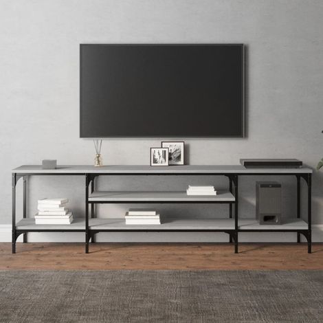 Meuble TV Banc TV Armoire de rangement sonoma gris 161x35x45 cm bois d'ingénierie et fer 82726 (1/5)