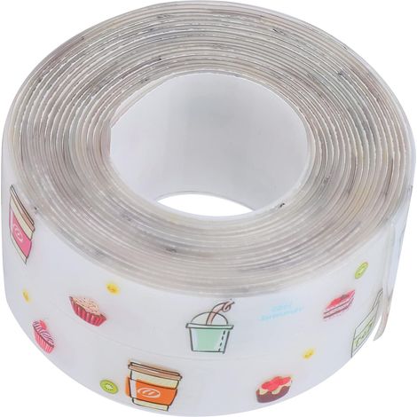 PVC 38 mm x 3,2 m Bande de calfeutrage ruban imperméable auto adhésif bande d'étanchéité flexible robuste pour cuisine salle de bain évier bord de lavabo matériau acrylique (1/5)