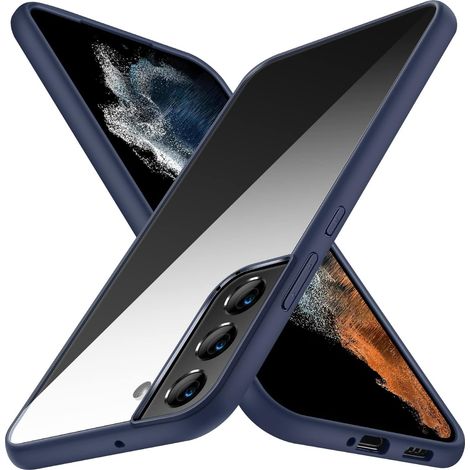 CUSTODIA TRASPARENTE PER SAMSUNG GALAXY S22 CUSTODIA CORNICE BLU NAVY PRATICA (1/5)