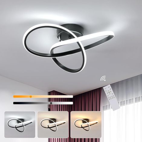 COMELY Moderne LED Deckenleuchte im Kleeblatt-Design, LED-Deckenleuchte Ø 40 cm für Wohnzimmer, Küche, Schlafzimmer, Balkon, Flur - 36W - Schwarz - Dimmbar mit Fernbedienung
