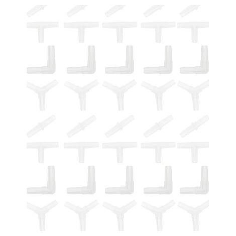 40 pièces Connecteur de tuyau d'air pour aquarium, adaptateur pour tuyau d'aération à oxygène-3.00X1.80X0.40CM-White (1/4)