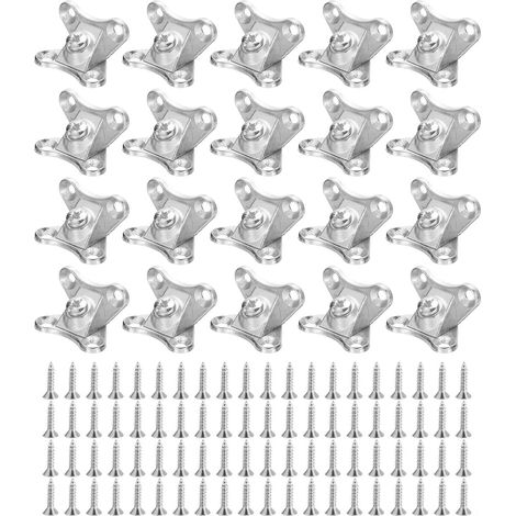 20 équerres d'angle amovibles - connecteurs d'angle - équerres de fixation - fixation papillon - pour étagères - bois - meubles - avec 80 vis (1/5)