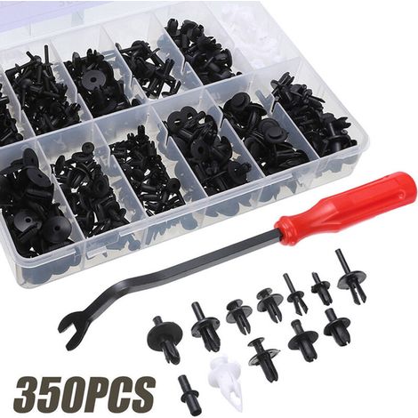 350PCS Attaches Rivets Clips Plastique pour Voiture, Assortiment D'Attaches Universelles de Type Poussoir Dans un Coffret avec Outil de DéMontage, Disponible en Plusieurs Formes et Tailles
