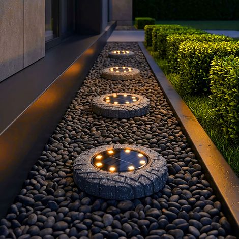 4x LED Solarbodenlampe Außensteckleuchte Gartenleuchte Terrasse Anthrazit D 11cm (1/5)