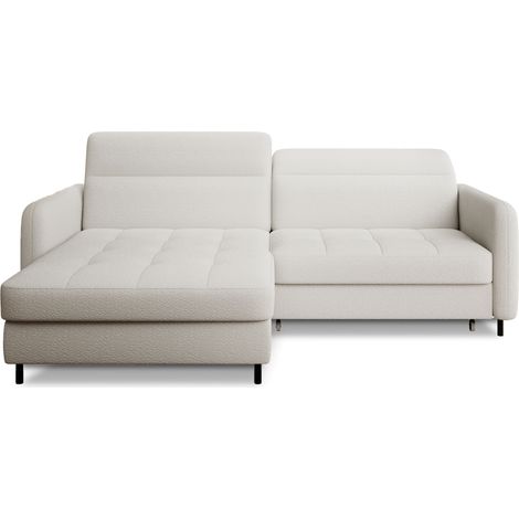 Petit canapé d’angle convertible tissu Kunder angle gauche-Blanc-angle gauche (1/5)