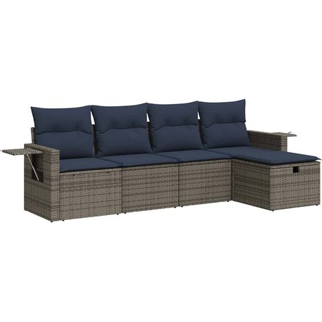 Maison Exclusive - 5-tlg. Garten-Sofagarnitur mit Kissen Grau Pol