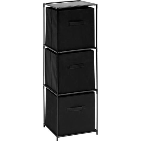 Étagère 3 Cases & 3 Boîtes "Mix n'Modul" 99cm Noir