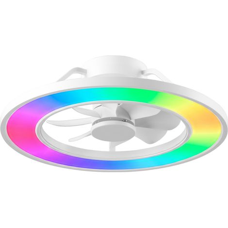 Parrot Uncle 50cm Smart Ceiling Fan with Light, RGB LED Flush Mount Fan with APP & Remote Control, Silent DC Motor Reversible 6 Speed Fan for Bedroom Living Room