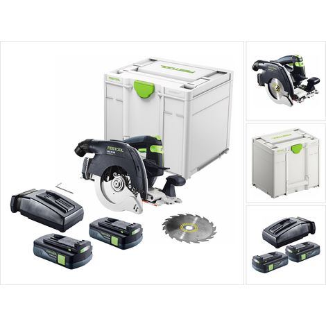 Festool HKC 55 EB-Basic Akku Handkreissäge 18 V 160 mm Brushless + 2x Akku 3,0 Ah + Ladegerät + Systainer